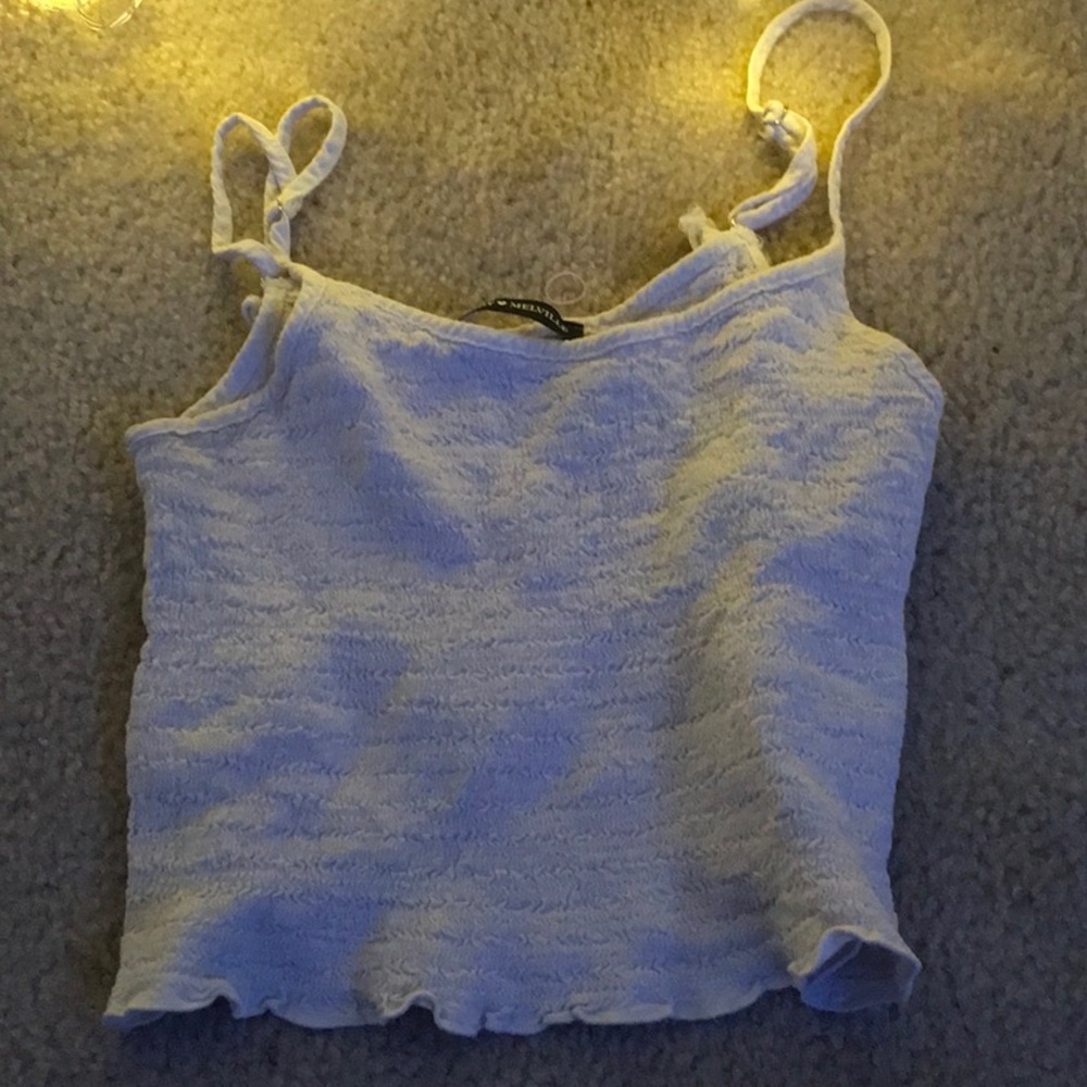 Brandy 🤍 Melville white ruffle crop top!!